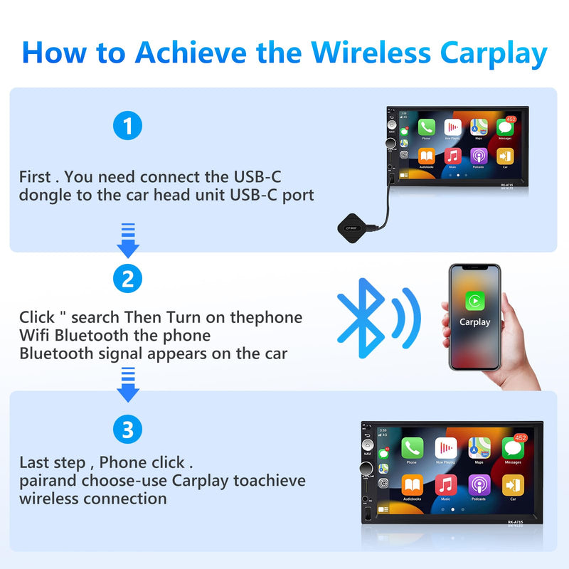  [AUSTRALIA] - Podofo Wireless Apple Carplay Adapter CarPlay Dongle for Original Wired USB CarPlay Cars Convert Wired to Wireless CarPlay Plug & Play Support Online Update Easy Use Fit for Most Cars