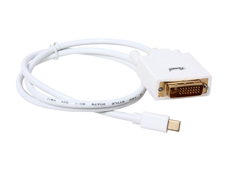 Mini DisplayPort to DVI Cable, White, 3 Feet Mini DP to DVI Cable with Gold Plated Connector, Mini DisplayPort Male (Thunderbolt Supported), DVI Male - LeoForward Australia