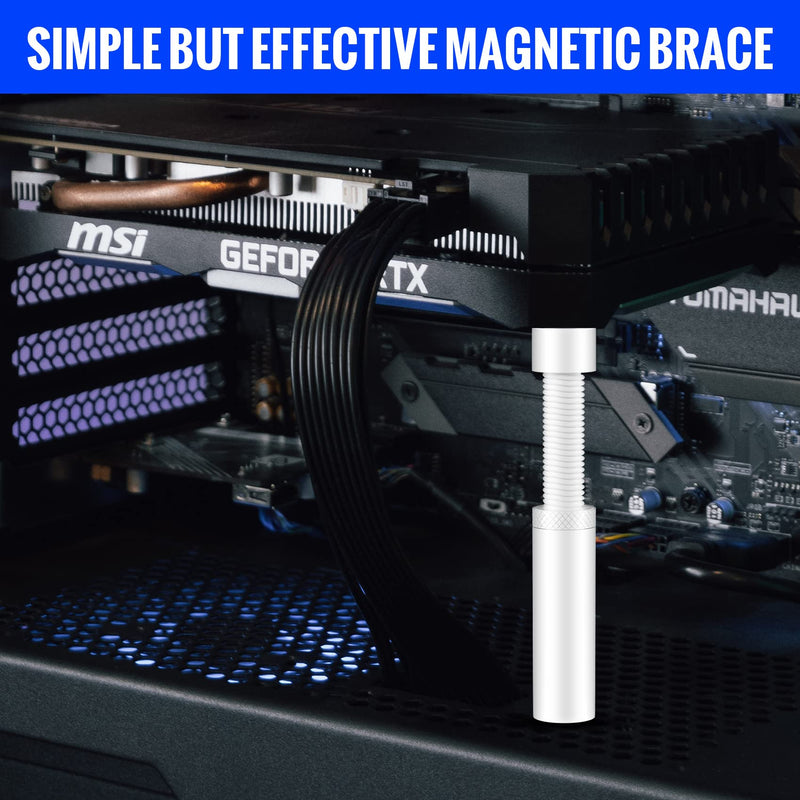  [AUSTRALIA] - Aivalas GPU Support Bracket, Graphics Video Card Brace with Height Adjustable, Anti Sag Holder for Universal Graphics Card Sag, GPU Stand with Magnet and Rubber Pad(White) White