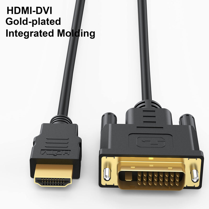  [AUSTRALIA] - HDMI to DVI Cable 5 Feet, Male DVI-D (24+1) to HDMI Male Adapter Cable 1080P Full High Speed Adapter Cord Compatible for Computer, PC, Raspberry Pi, Roku, Xbox One, PS4 PS3, Graphics Card 5ft black