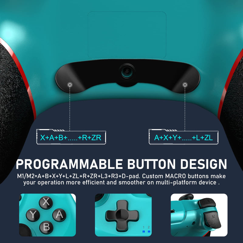  [AUSTRALIA] - Diswoe Controller for Switch, Wireless Pro Controller for Switch/Switch Lite/Switch OLED, Remote Gamepad with Joystick, Adjustable Turbo Vibration with Programmable Function - Blue Blue PF