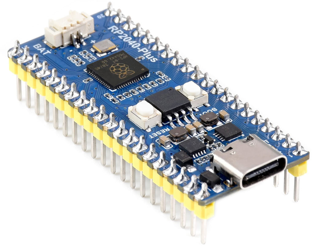  [AUSTRALIA] - waveshare RP2040-Plus Board with Pre-Soldered Header, Pico-Like MCU Board Based on Raspberry Pi RP2040, Dual-Core Arm Cortex M0+ Processor Onboard 4MB Flash,USB-C Connector,Recharge Header,etc