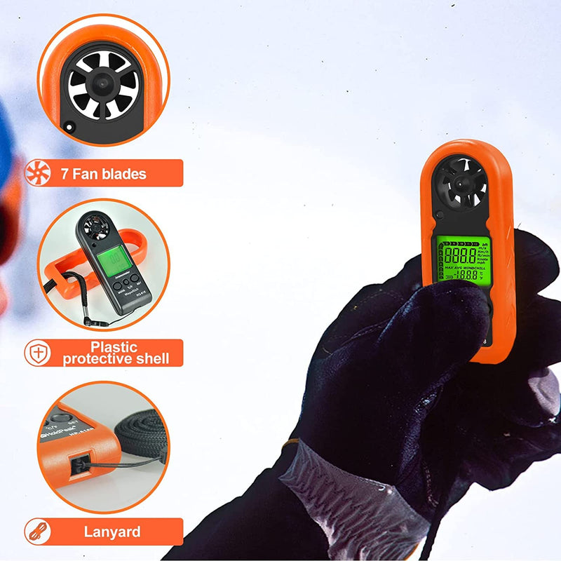  [AUSTRALIA] - Handheld Wind Meter WapoRich RQ-818, Digital LCD Backlight Wind Speed Meter Mini Wind Meter for Measuring Wind Speed/Temperature Portable Wind Meter for Surfing RQ-818 Mini Wind Meter