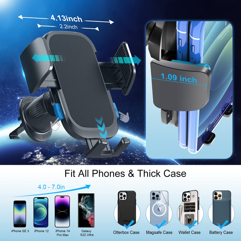  [AUSTRALIA] - Phone Mount for Car Vent, [Upgrade Steel Hook] Car Phone Holder Mount, Stable Air Vent Cell Phone Holder Universal Handsfree Car Cradle Compatible with iPhone 14/13/12 Pro Max/Samsung S22 All Phones