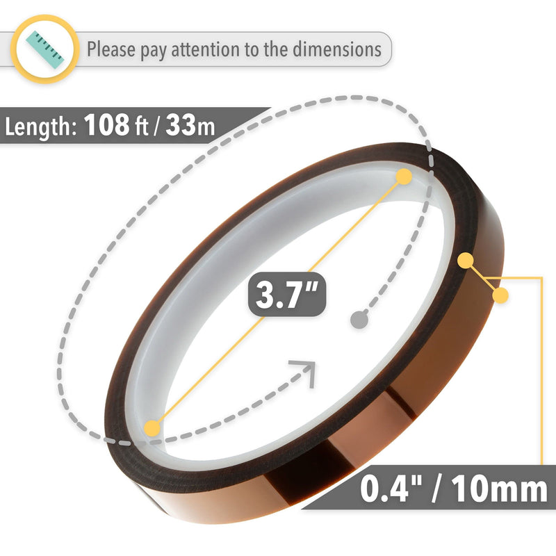  [AUSTRALIA] - Mr. Pen- Heat Tape, 10mm x 33m(108ft), 2 Rolls, Heat Tape for Sublimation, Heat Resistant Tape, Heat Transfer Tape, High Temperature Tape, Thermal Tape, Heat Press Tape, High Heat Tape
