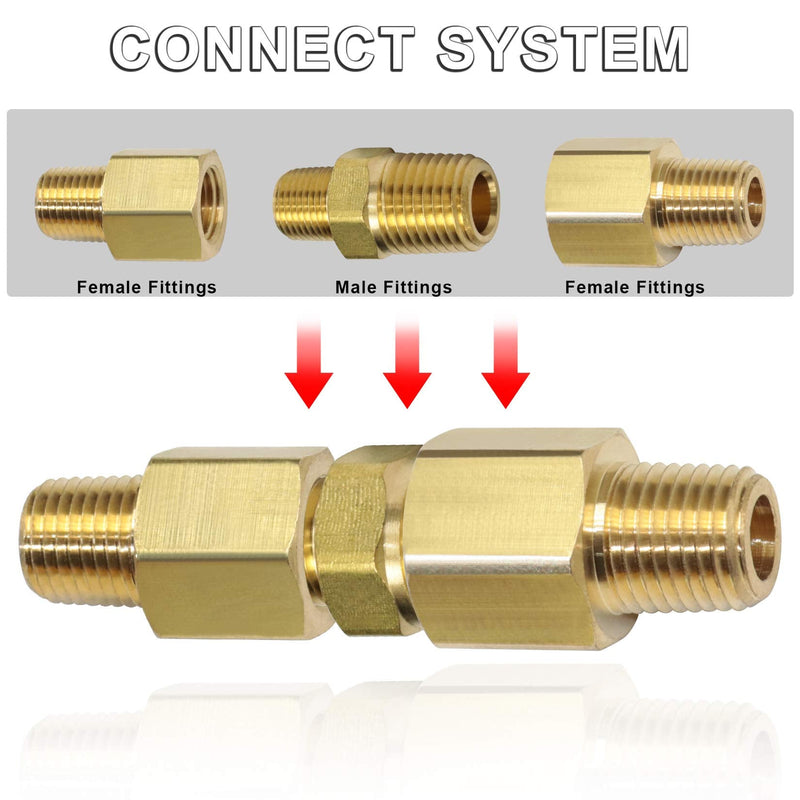  [AUSTRALIA] - KOOTANS 1/4 NPT x 1/8 NPT Male Solid Brass Nipples, Heavy Brass Pipe Adapter Fittings Hex Reducing Nipples Connectors 4Pieces 1/4 NPT x 1/8 NPT (O.D x O.D: 1/2'' x 3/8'')