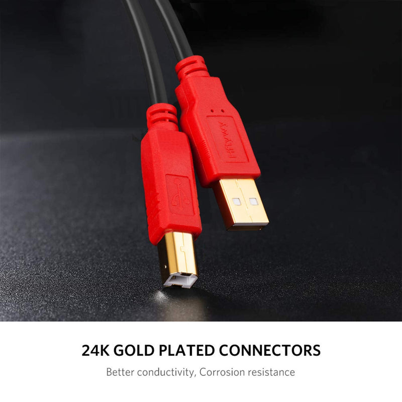  [AUSTRALIA] - Hftywy Printer Cable 20 ft USB Printer Cable USB 2.0 Printer Scanner Cable USB Type A Male to B Male Cord for HP, Canon, Dell, Lexmark, Epson, Xerox, Samsung & More - Red Red 20ft