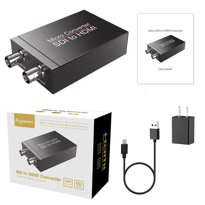  [AUSTRALIA] - Rybozen SDI to HDMI Video Micro Converter with Audio Embedder,SDI to HDMI Adapter for SD-SDI, HD-SDI and 3G-SDI Signals,Auto Format Detection