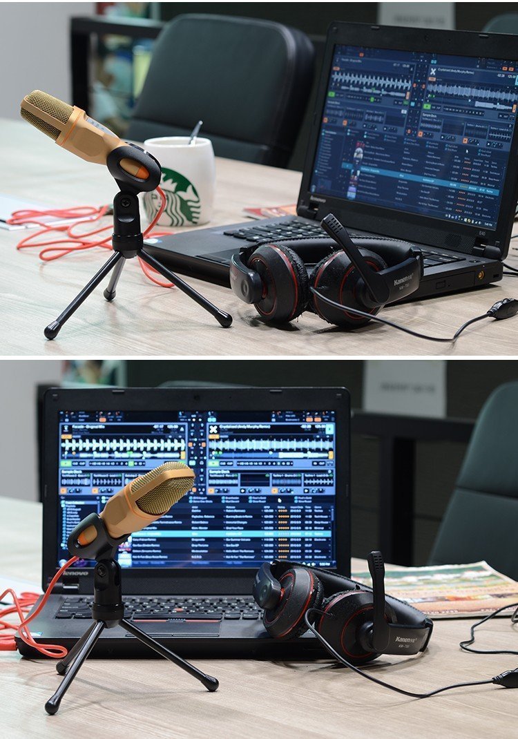  [AUSTRALIA] - ELINKA Computer Microphone,Condenser Microphone,Professional Sound Podcast Studio Microphone for PC Laptop Skype MSN Computer Recording Black with Windscreen Sponge Sleeve
