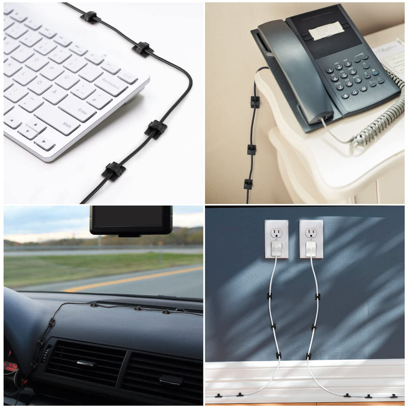  [AUSTRALIA] - GWHOLE 100Pcs 3m Adhesive Cable Clips Cord Organizer Wire Management for Car, Office and Home 3M Cable Clips