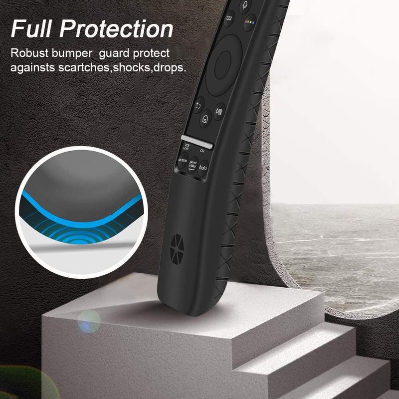 Silicone Protecitve Case Cover Holder Compatible for Samsung New Smart TV Remote Control BN59 Series,[Thicken Layer]Shockproof Anti Slip Curved Samsung Remote Battery Back Skin Sleeve Protector-Black Black - LeoForward Australia