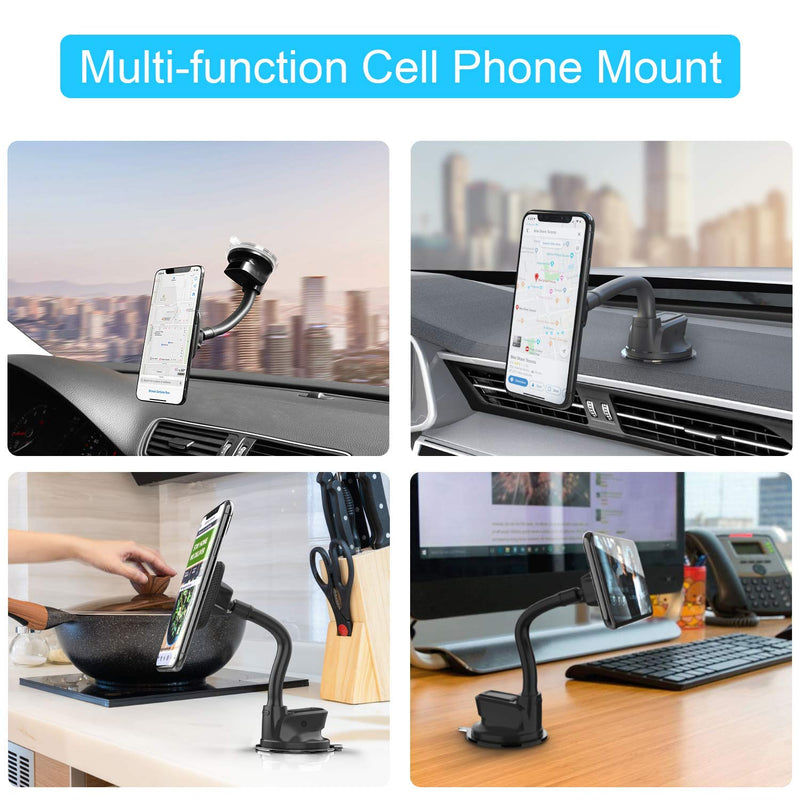  [AUSTRALIA] - APPS2Car Magnetic Car Phone Holder Mount with 6 Strong Magnets, Windshield Phone Magnetic Holder, Suction Cup Phone Holder for Car, Dashboard Magnet Holder, fit Most Smartphones & Mini Tablets