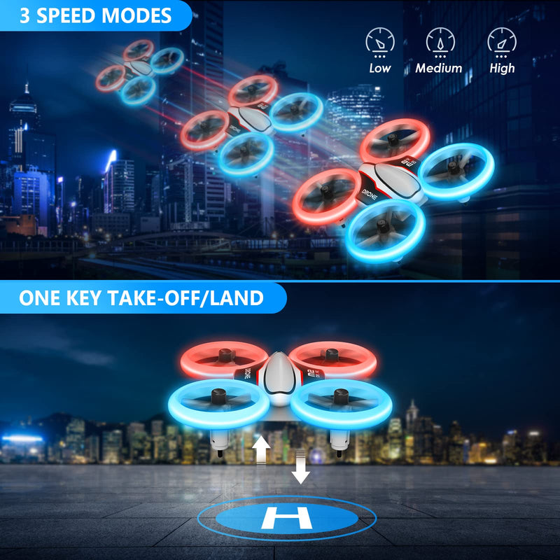  [AUSTRALIA] - Mini Drone for Kids,Christmas Cool Toys Gifts for Boys Girls with LED Light,M2 Hobby RC Quadcopters with 3D Flips,Headless Mode and 3PCS Batteries,Small Drone Flying Toys Full Protect for Beginners