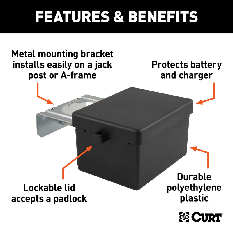  [AUSTRALIA] - CURT 52029 5-Inch x 3-1/4-Inch x 3-7/8-Inch Lockable Breakaway Battery Case with Metal Bracket