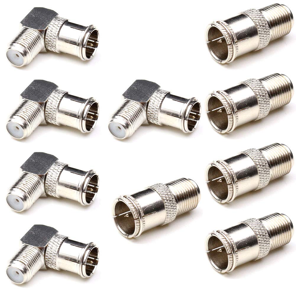  [AUSTRALIA] - ANHAN F Push on Connectors, F Female to Male Right Angle Adapters F Quick Connect Coax Connector for Wall Mounted TV,Wall Plate, Cabinet, RV TV and Coaxial Cable Connection 10Packs 10