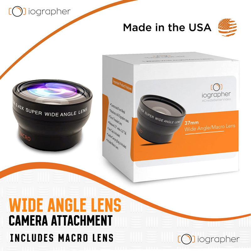  [AUSTRALIA] - iOgrapher 37mm Wide Angle Lens for iPhone and Smartphones - Clip On Macro Lens and Wide Phone Lens - Macro Lens for iPhone and Other Smartphones - Camera Lens for Phone - Comes with Leather Case Bag