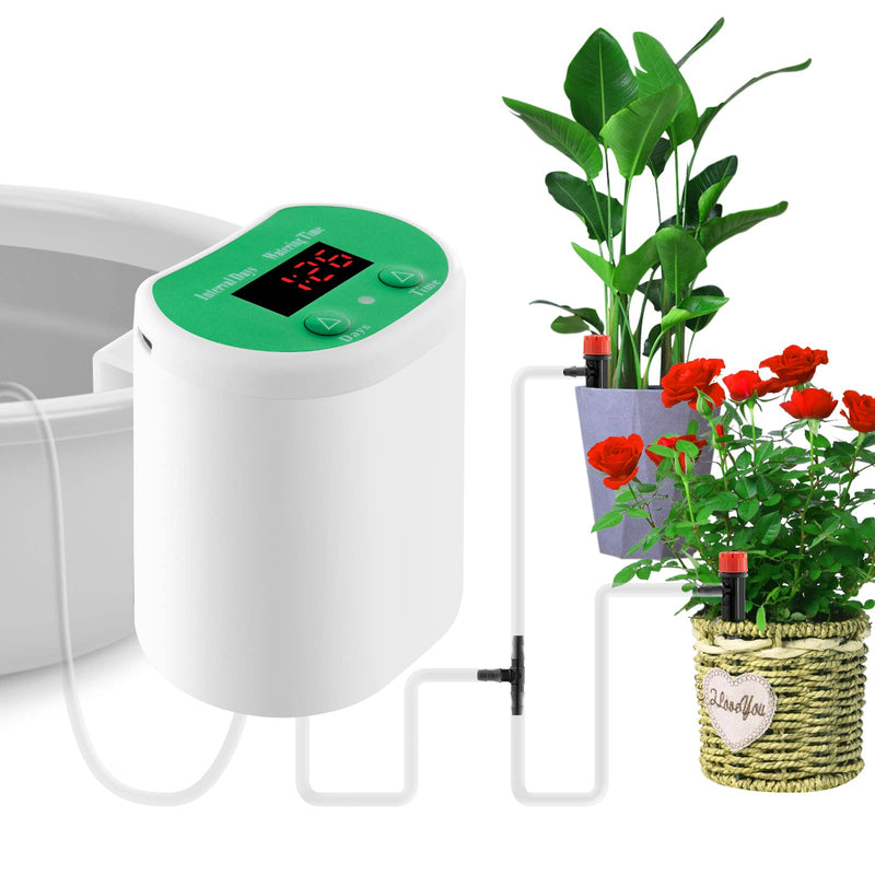  [AUSTRALIA] - Automatic Watering System for Potted Plants Watering Devices Automatic Plant Waterer System with 4 Irrigation and 2 Sprinkler Chargeable 4 Irrigation + 2 Sprinkler