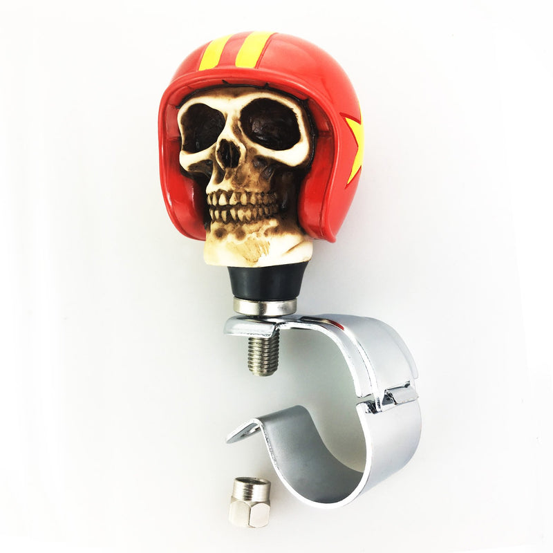  [AUSTRALIA] - Arenbel Steering Wheel Turning Knob Skull Suicide Grip Knobs Car Driving Spinner fit Most Vehicles Trucks Tractors Boats, Red