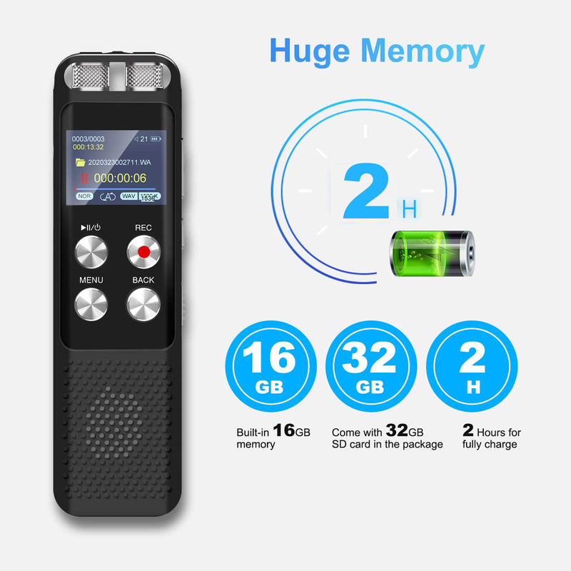  [AUSTRALIA] - 48GB Digital Voice Recorder: Voice Activated Recorder with Playback, Audio Recording Device for Lectures Meetings, Dictaphone Sound Tape Recorder with Password | USB