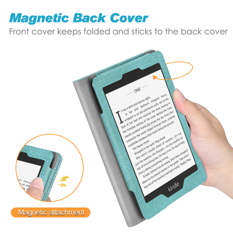  [AUSTRALIA] - Fintie Stand Case for 6" Kindle Paperwhite (Fits 10th Generation 2018 and All Paperwhite Generations Prior to 2018) - Premium PU Leather Sleeve Cover with Card Slot and Hand Strap, Turquoise/Brown D-Turquoise/Brown