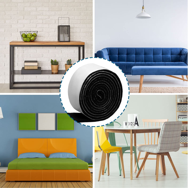  [AUSTRALIA] - 2 Packs Heavy Duty Felt Strip Roll with Adhesive Backing Self Adhesive Felt Tape Polyester Felt Strip Rolls Self Stick for Protecting Furniture Hard Surfaces (120 x 1 x 0.12 Inch,Black) Black 120 x 1 x 0.12 Inch