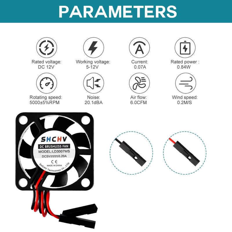  [AUSTRALIA] - 6PCS Raspberry Pi Fan DC Brushless Cooling Fan 3.3V 5V Heatsink Cooler Separating Terminal for Raspberry Pi 4B / 3B+ / 3B/ Zero/Zero W or Other Robot Project