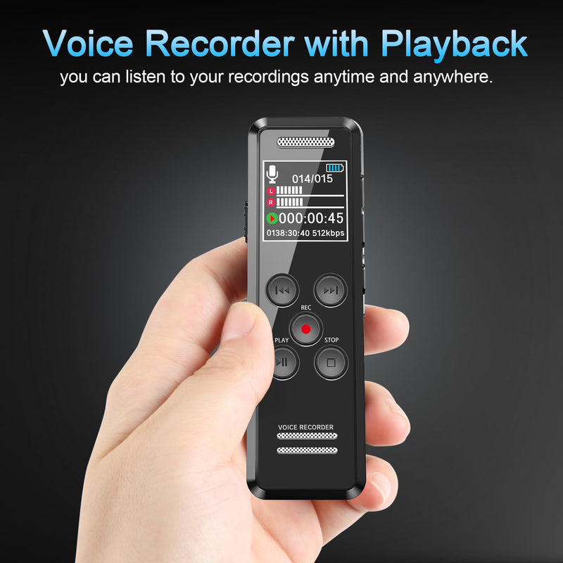  [AUSTRALIA] - QZTELECTRONIC V61 Digital Voice Recorder - 64GB Audio Recording Device with Playback, Voice Activation, MP3 Player, Password Protection & Variable Speed