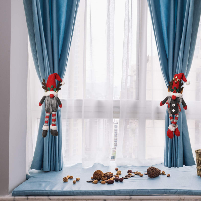  [AUSTRALIA] - Dongzhur Christmas Curtain Buckle Tieback Set of 2, Christmas Cartoon Doll Swedish Santa Gnome Fastener Buckle for Window Christmas Ornaments Decorations Bedroom Living Room Home Decor