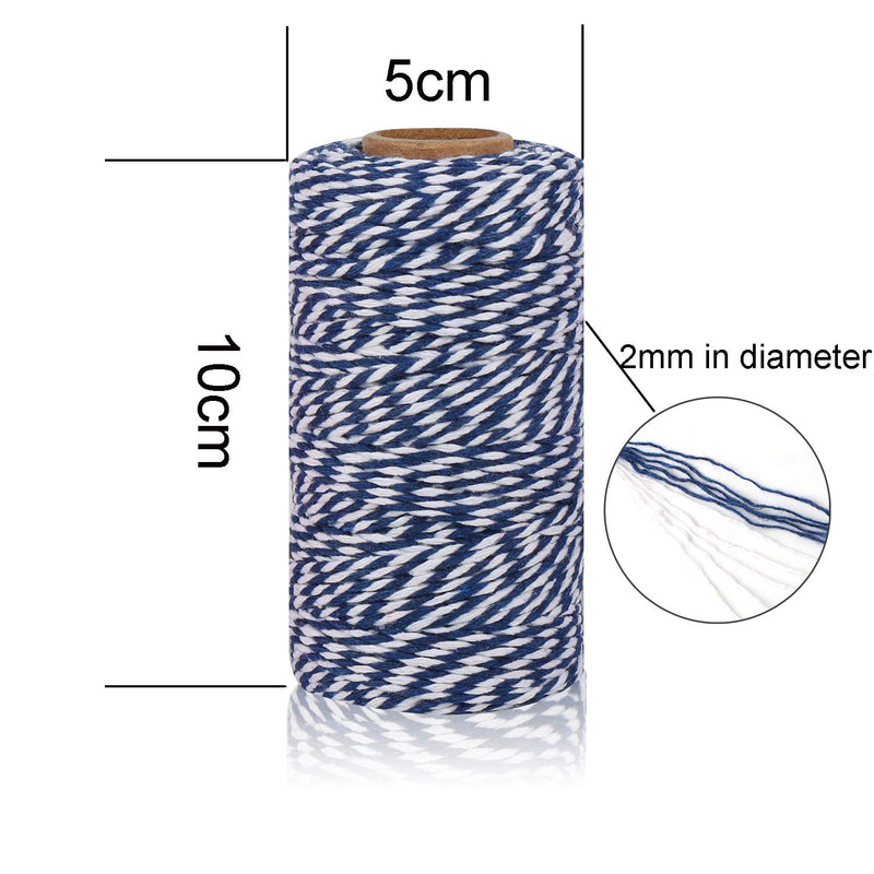  [AUSTRALIA] - Maosifang Cotton Twine Cord String 2 mm Bakers Candy Rope Ribbon Twine for Gift Wrapping Arts Crafts Christmas Party Decorations 984 Feet,3 Rolls Multicolor B