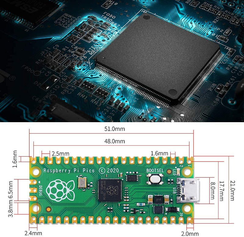  [AUSTRALIA] - GeeekPi Raspberry Pi Pico Kit Flexible Microcontroller Mini Development Board,Based on The Raspberry Pi RP2040,Dual-Core ARM Cortex M0+ Processor,Running up to 133 MHz, Support C/C++ / Python (5PCS)