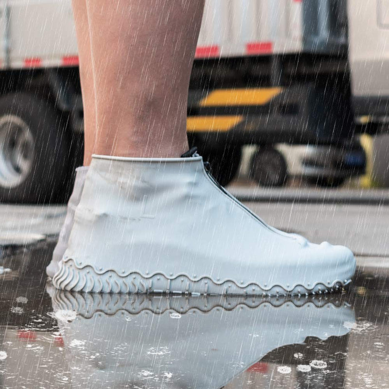  [AUSTRALIA] - Shiwely Waterproof Shoe Covers, Silicone Reusable Shoe Cover Non-slip Durable Zipper Elastic Rain Cover Protection for Men Women (XL (Women 11.5-14, Men 11-14), Grey) XL (Women 11.5-14, Men 11-14)