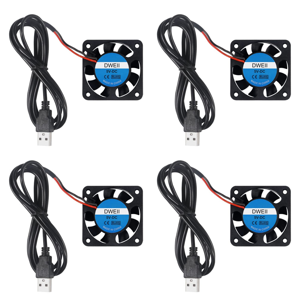  [AUSTRALIA] - DWEII 4-Pack 40mm x10mm DC 5V USB Brushless Cooling Fan, Oil Bearing 4010 Small Computer Fan