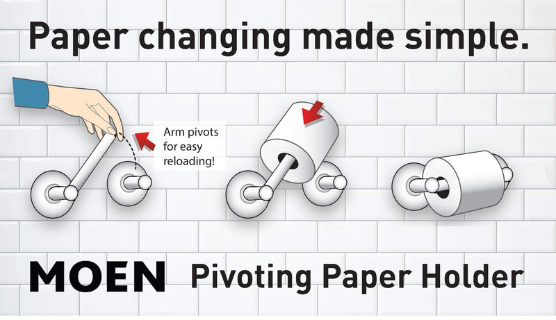 Moen BH3808CH Genta Double Post Modern Pivoting Toilet Paper Holder, Chrome - LeoForward Australia
