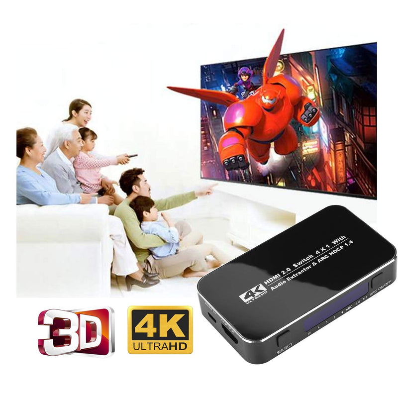  [AUSTRALIA] - 4K HD HDMI Switch, fhong 4 Ports 4K x 2K HDMI 2.0 Switcher Hub Port Switches with IR Wireless Remote, for Mackbook HDTV Laptop Xbox 360 PS4