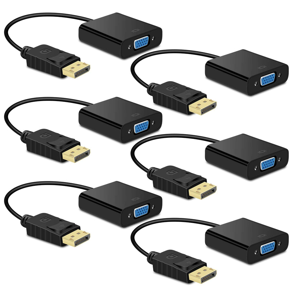  [AUSTRALIA] - EEEKit 6 Pack DisplayPort to VGA Converter Adapter, Gold Plated DP to VGA Cable Connects Male to Female for Computer, Desktop, Laptop, PC, Monitor, Projector, HDTV, HP, Lenovo, Dell, ASUS and More