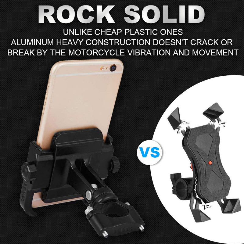  [AUSTRALIA] - ILM Upgraded Bike Motorcycle Phone Mount Aluminum Bicycle Cell Phone Holder Accessories Fits iPhone X Xs 7 7 Plus 8 8 Plus iPhone 6s 6s Plus Galaxy S7 S6 S5 Holds Phones up to 3.7" Wide (Black) BLACK
