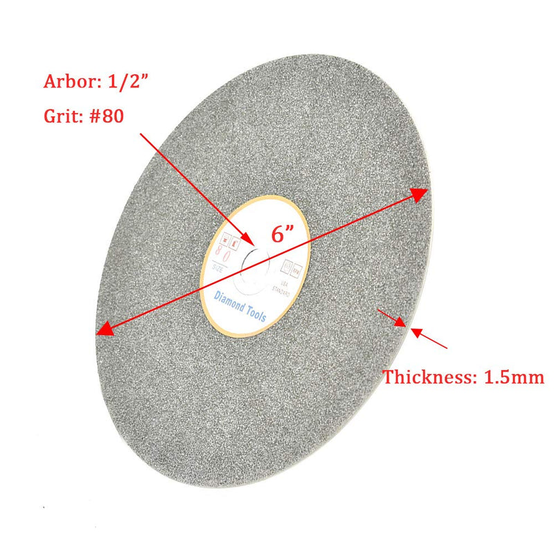  [AUSTRALIA] - SCOTTCHEN Diamond Flat Lap Wheel 6" x 1/2" Arbor Grinding Sanding Disc Lapping Polishing Disc-80 Grit 80 Grit