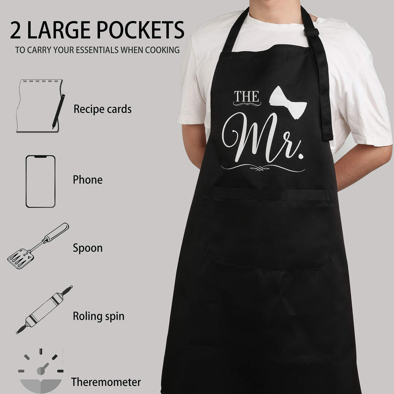  [AUSTRALIA] - Mr & Mrs Aprons Gift Set for Couple - Funny Housewarming Wedding Gifts for Couple, Engagement Gifts for Women, Bridal Shower Gift for Bride with Dish Towel, Oven Mitts & Pot Holder