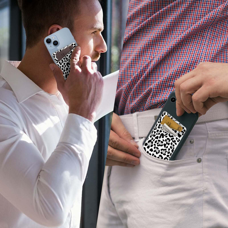  [AUSTRALIA] - Leather Phone Card Holder Phone Wallet, Stick Back Phone Wallet Sticker Stylish Phone Case Credit Card Holder, Suitable for iPhone, Samsung, Android and Most Smart Phones.Leopard Print Black