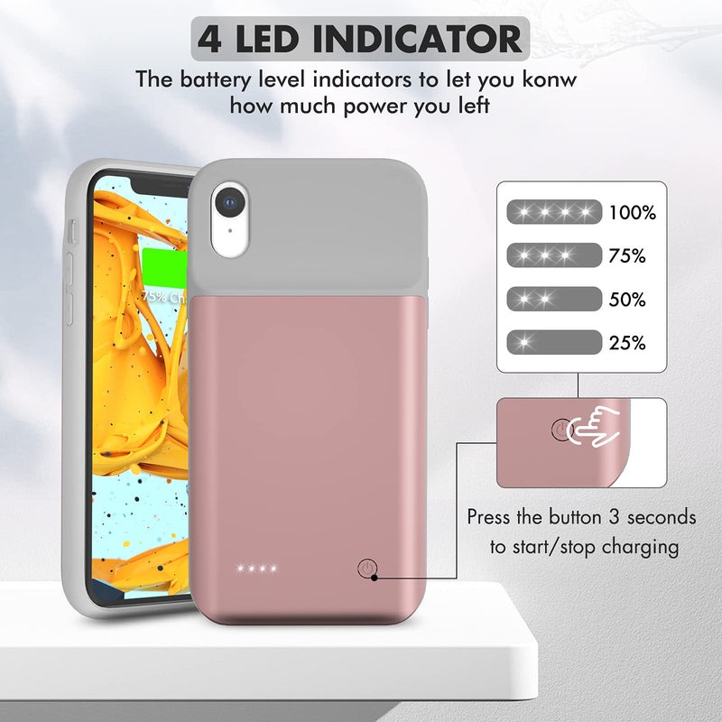  [AUSTRALIA] - Gladgogo Battery Case for iPhone XR 6800mAH Slim Portable Charging case Rechargeable Battery Case Charger Extended Battery Pack Charger Case for Apple iPhone XR - (6.1 inch) Pink