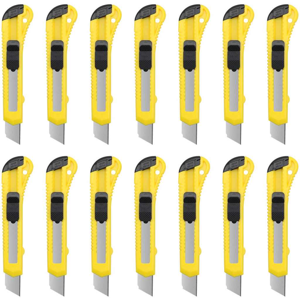  [AUSTRALIA] - 14Pack Utility Knife Retractable Box Cutter (18mm Wide Blade Cutter) Retractable, Compact, Extended Use for Heavy Duty Office, Home, Arts Crafts, Hobby 14pack(yellow)