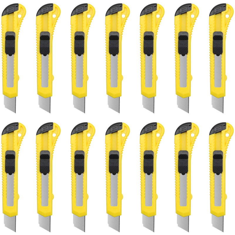  [AUSTRALIA] - 14Pack Utility Knife Retractable Box Cutter (18mm Wide Blade Cutter) Retractable, Compact, Extended Use for Heavy Duty Office, Home, Arts Crafts, Hobby 14pack(yellow)