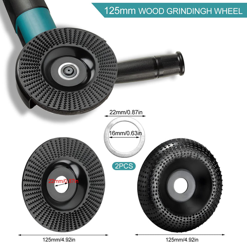  [AUSTRALIA] - Wood grinding disc for angle grinder, 125 mm, wood carving disc, 2 pieces, wood cutter, rasp disc, milling disc for angle grinder, polishing, carving, grinding