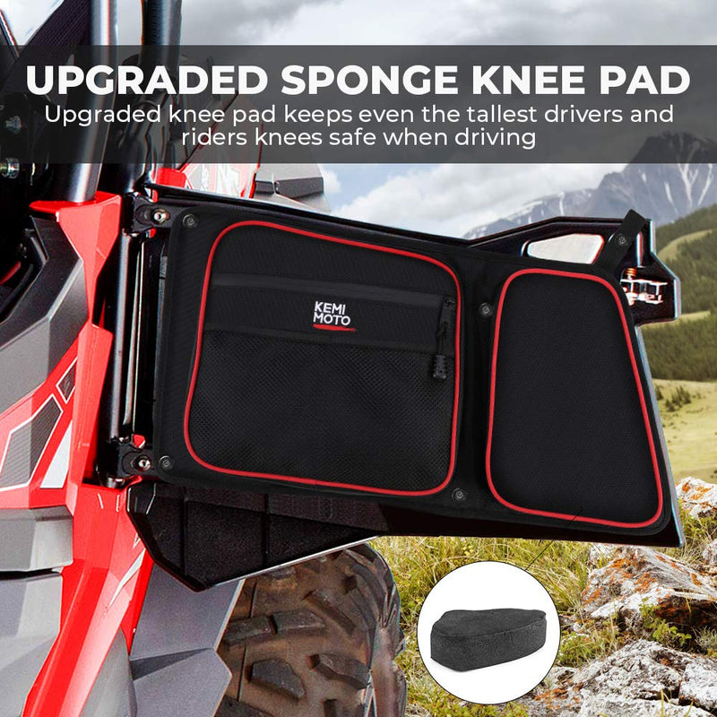  [AUSTRALIA] - Rear Door Bags for Polaris RZR, KEMIMOTO Wear Resistant 1680D Side Storage Bag Set with Red Piping and Knee Pad Compatible with 2014-2019 Polaris RZR 4 900, XP4 1000, 4 Door Turbo