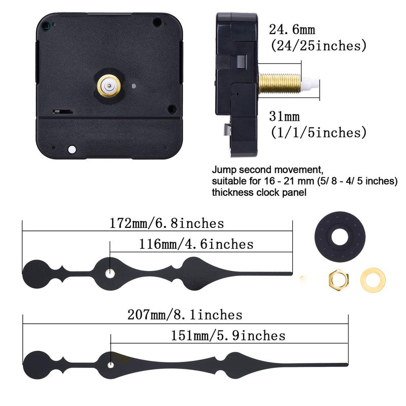 Mudder Quartz Clock Movement with Hands to Fit Dials up to 40 cm/ 15.7 Inches in Diameter (Shaft Length 1-1/5/ inch/31mm) Shaft Length 1-1/ 5/ inch/31mm - LeoForward Australia