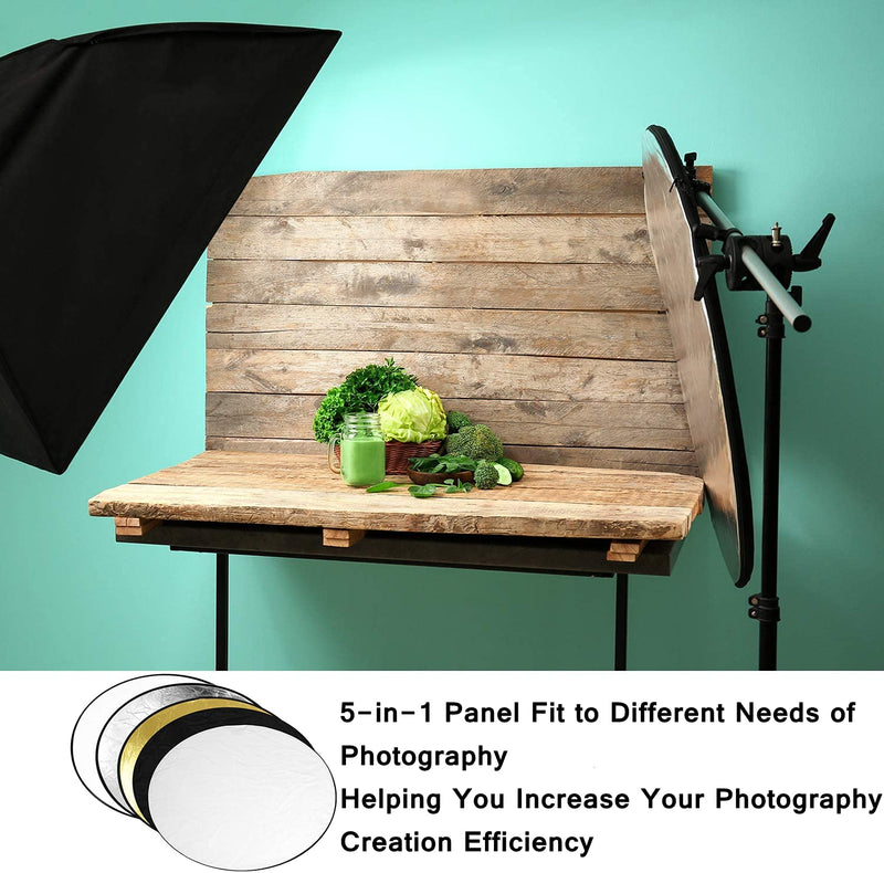  [AUSTRALIA] - Photography Light Reflectors HiYi 80cm/32inch 5-in-1Collapsible Background Diffuser Panel Camera Photo Disc Outdoor Light Reflector Diffuser Accessories(Silver/Gold//Translucent/White/Black) 32inch/80cm