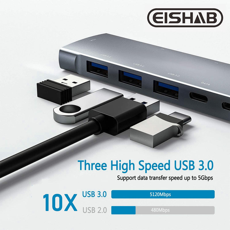  [AUSTRALIA] - USB C Hub Adapter for iPad Pro 11/12.9 2021 2020 2018 iPad Air 4 Accessories, 9in1 USB-C Adapter Docking Station with 4K HDMI, 3xUSB3.0, 3.5mm Audio Jack,TF/SD Card Reader,60W Charging,USB-C 3.0 Data