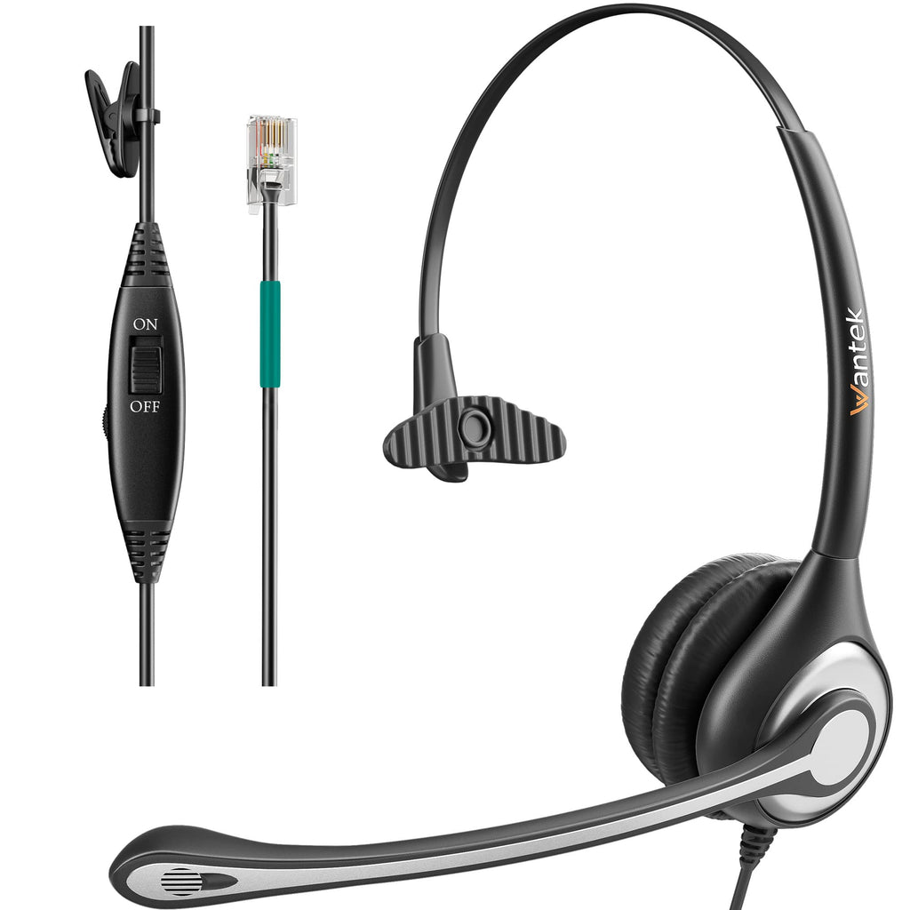  [AUSTRALIA] - Wantek Corded Telephone Headset Mono w/Noise Canceling Mic for Avaya Aastra Allworx Adtran Alcatel Lucent AltiGen Comdial Digium Gigaset InterTel Mitel Plantronics MiVoice Landline Deskphones(F600S1) Monaural F600S1