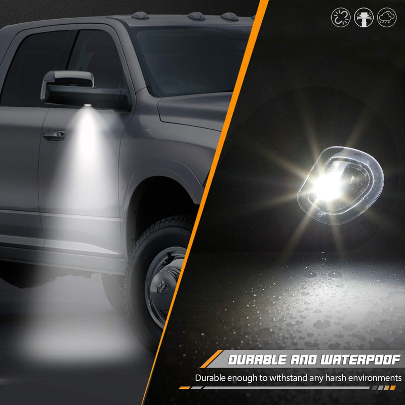  [AUSTRALIA] - HERCOO LED Puddle Lights Left and Right Side Mirror White Lamps Smoked Lens Compatible with 2010-2018 Dodge Ram 1500 2500 3500, Pack of 2