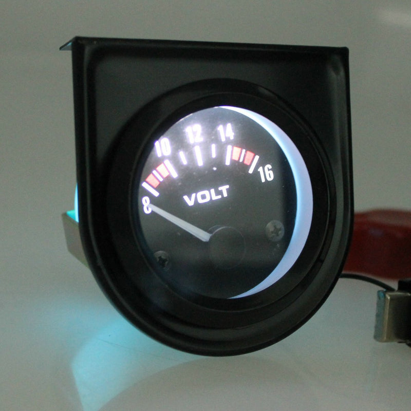  [AUSTRALIA] - Universal pointer12v 2" 52mm Volt Voltage Meter Gauge Voltmeter Car Auto Measure Range 8-16v LED Light dial Black